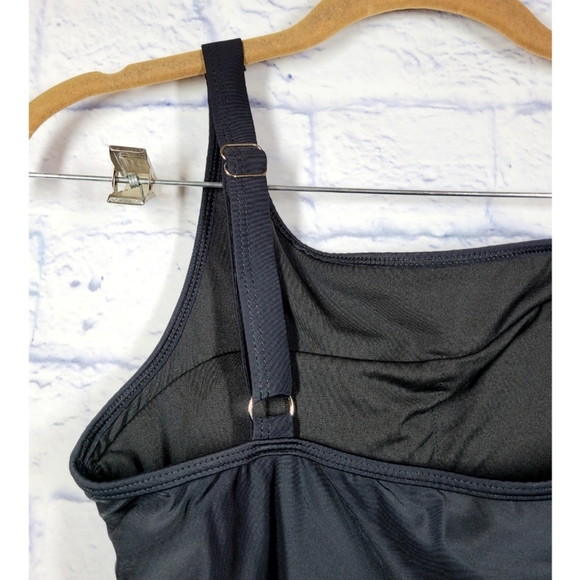 B Swim Black One-Shoulder One-Piece Swimsuit Mesh Detail Size S Vacation Beach - Picture 4 of 7